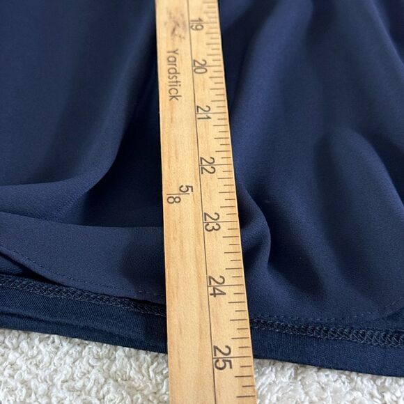 Lola & Sophie Blouse Womens Size Small V Neck tie front Polly Chiffon Navy Blue - Picture 7 of 10